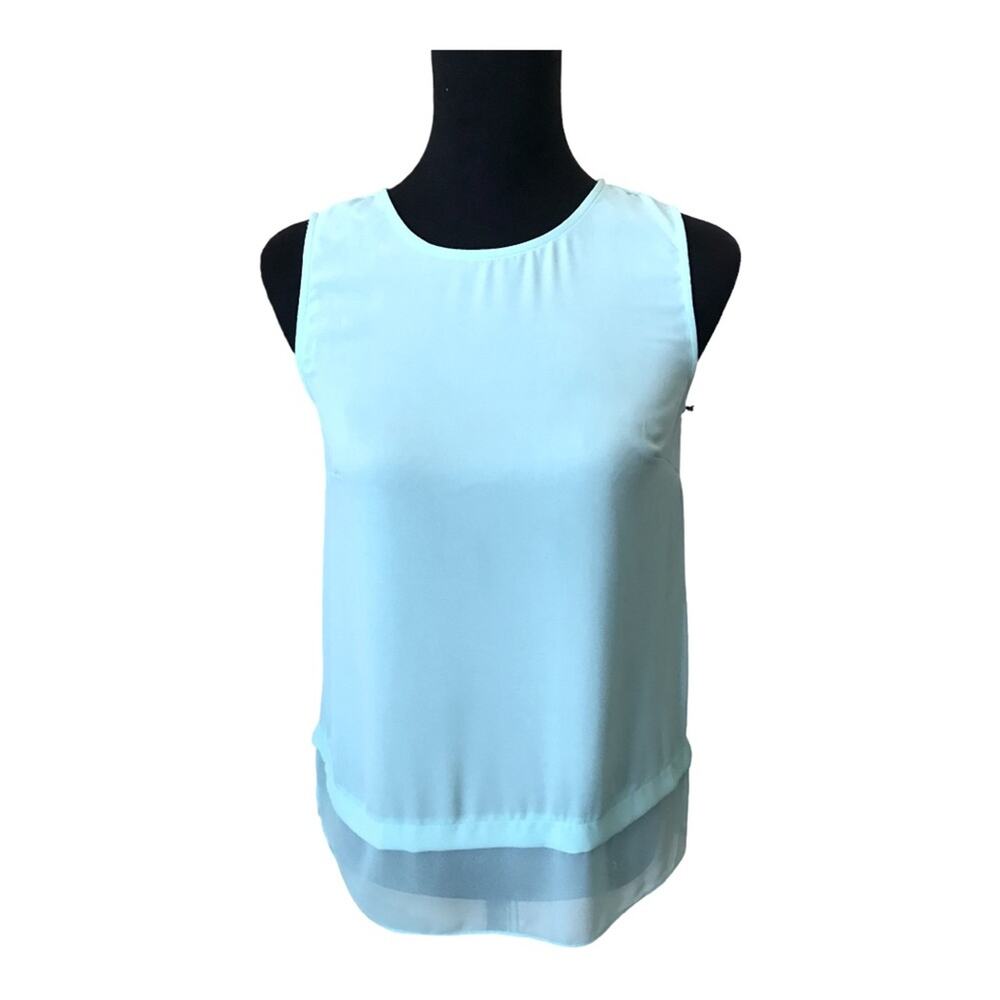 New ~ VINCE CAMUTO ~  Aqua Layered Keyhole-back Sleeveless Blouse~ XXS